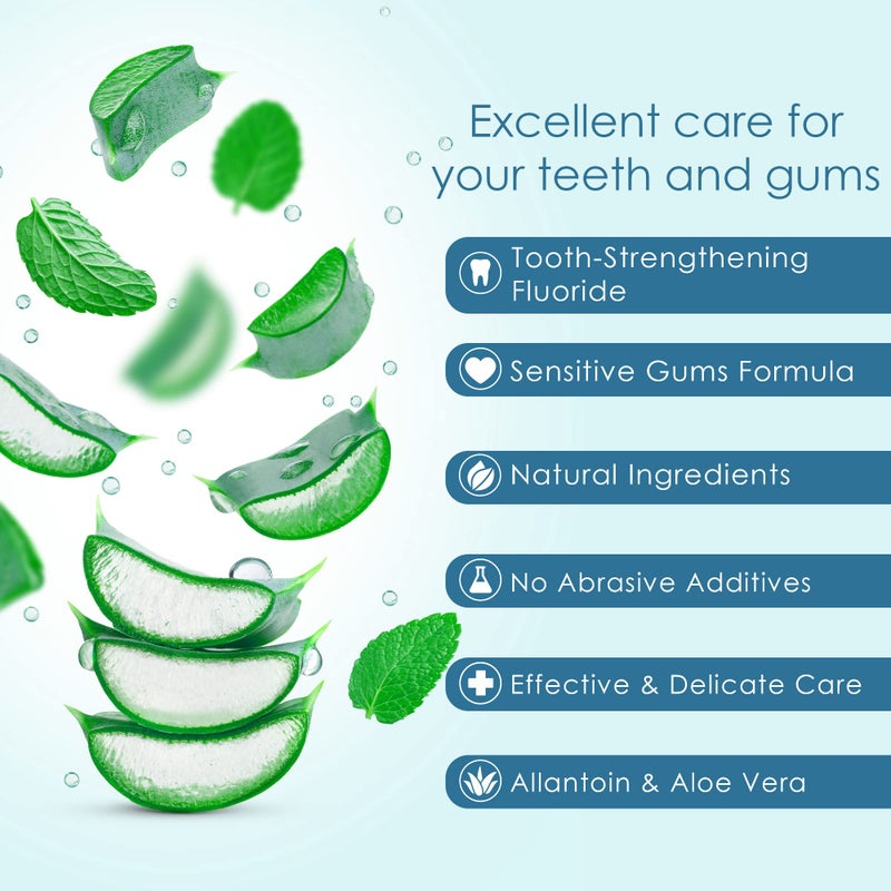 AloeSense Naturally Soothing Toothpaste for Sensitive Teeth and Gum Care with Aloe Vera, Allantoin & Fresh Mint Flavor, Gentle & Natural, ADA Approved (5-oz, 1 Count) - Image 4